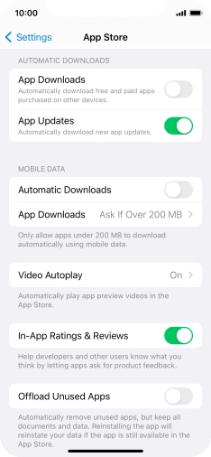 Press the indicators next to the required content types to turn the function on or off.