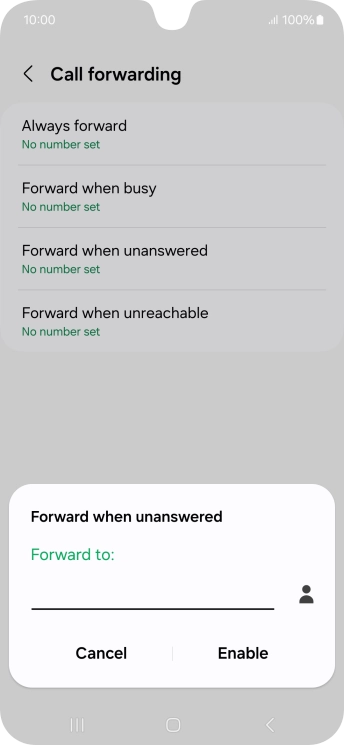 Key in +447953222222 and press Enable.