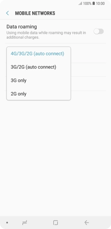 Press the required network mode.