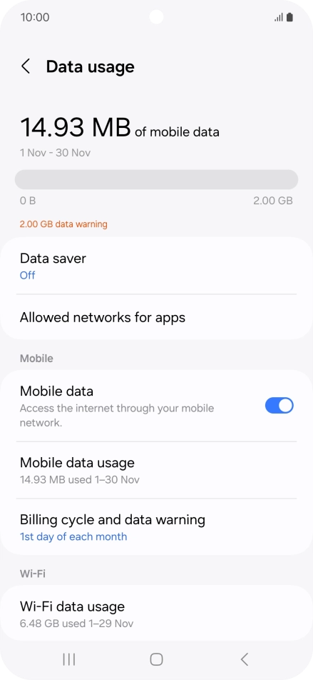 The total data usage is displayed.