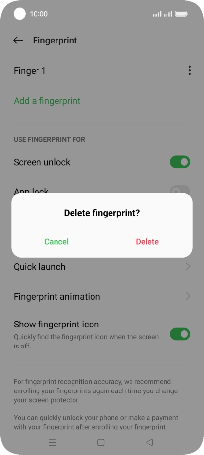 Press Delete and key in the additional phone lock code you created earlier.