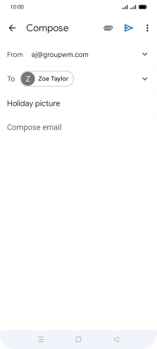 Press the text input field and write the text for your email.