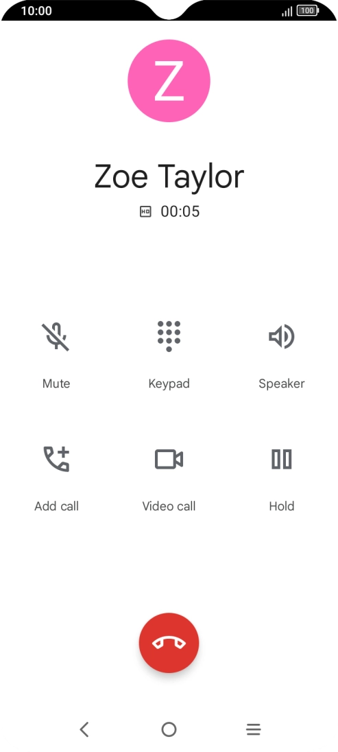 Press the end call icon.