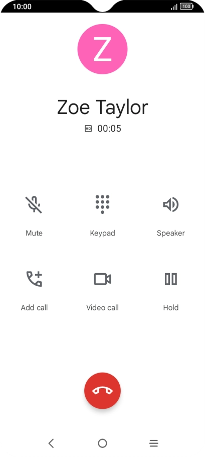 Press the end call icon.