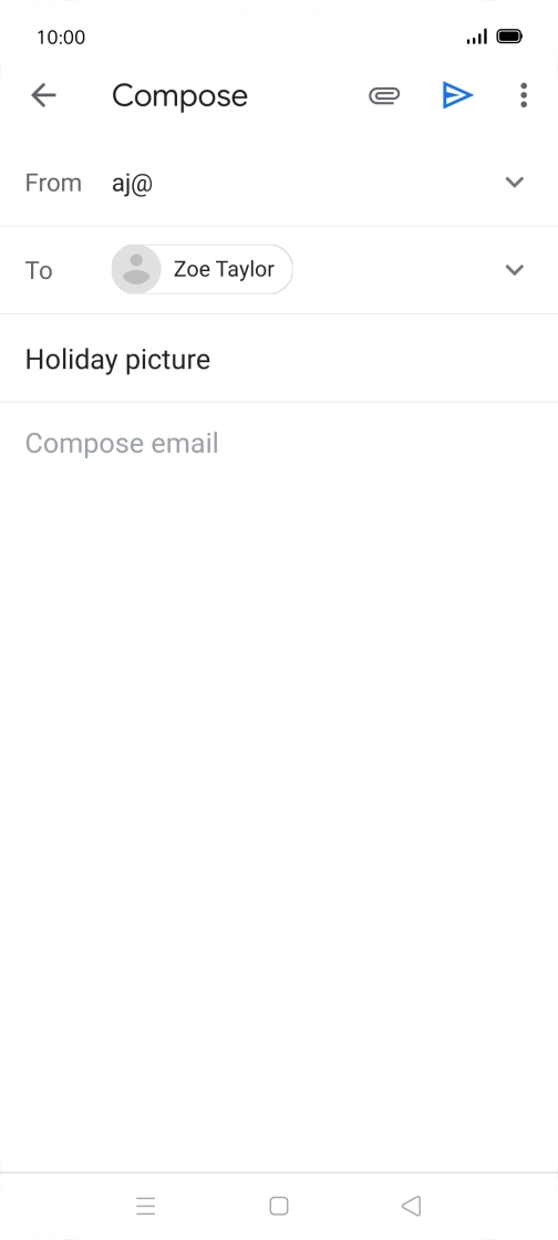 Press the text input field and write the text for your email.