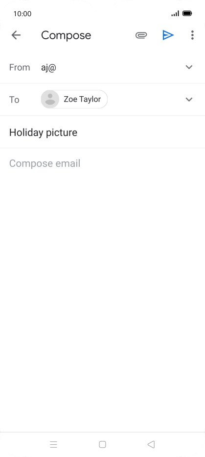 Press the text input field and write the text for your email.