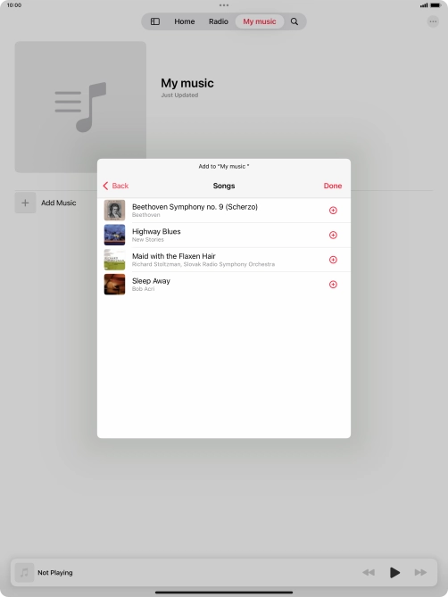 Go to the required category and press the add icon next to the required audio file.