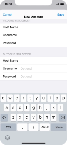 Press Username and key in the username for your email account.