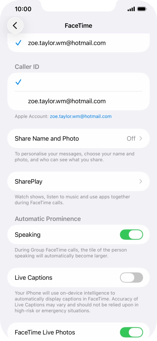 Press the required setting below 