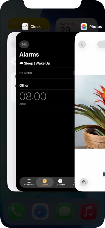 Slide upwards on the required application to end it.