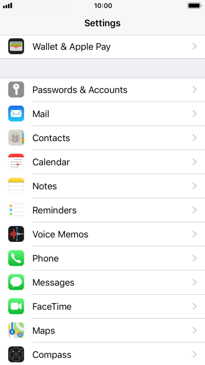 Press Passwords & Accounts.