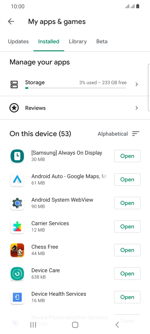 Press the required app.