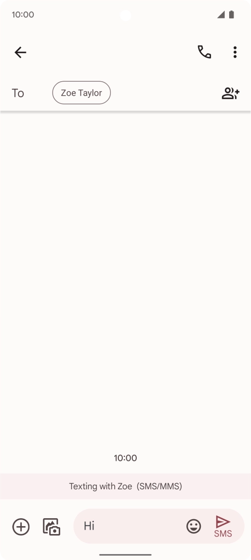 Press the send icon when you've finished your SMS.