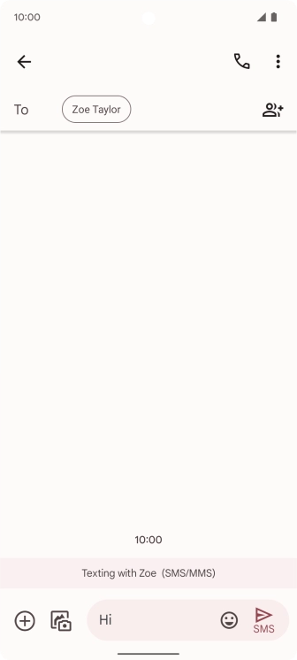 Press the send icon when you've finished your SMS.