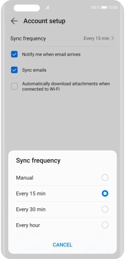 Press the required setting.