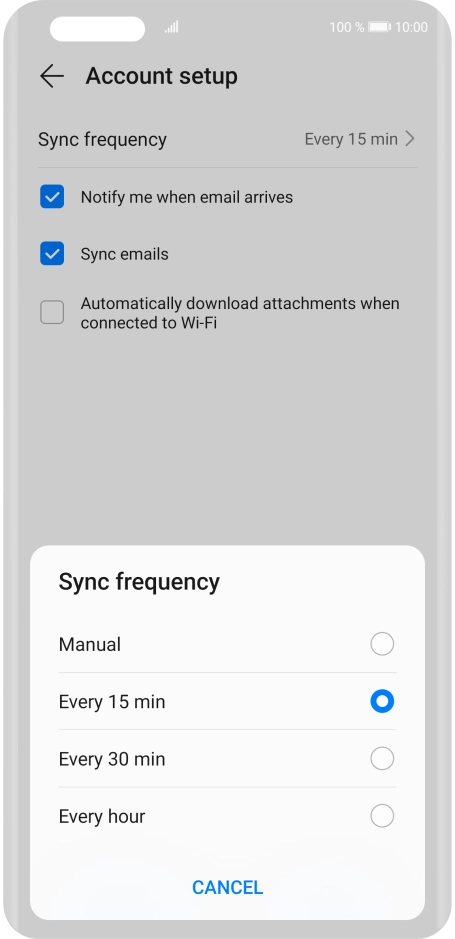 Press the required setting.