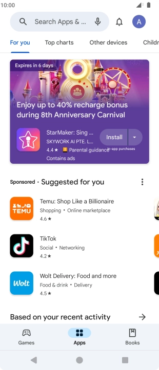 Press the profile icon.