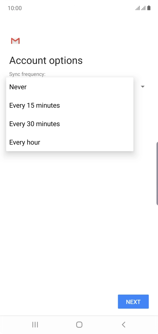 Press the required setting.