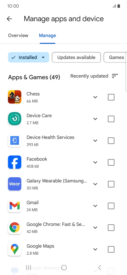 Press the required app.