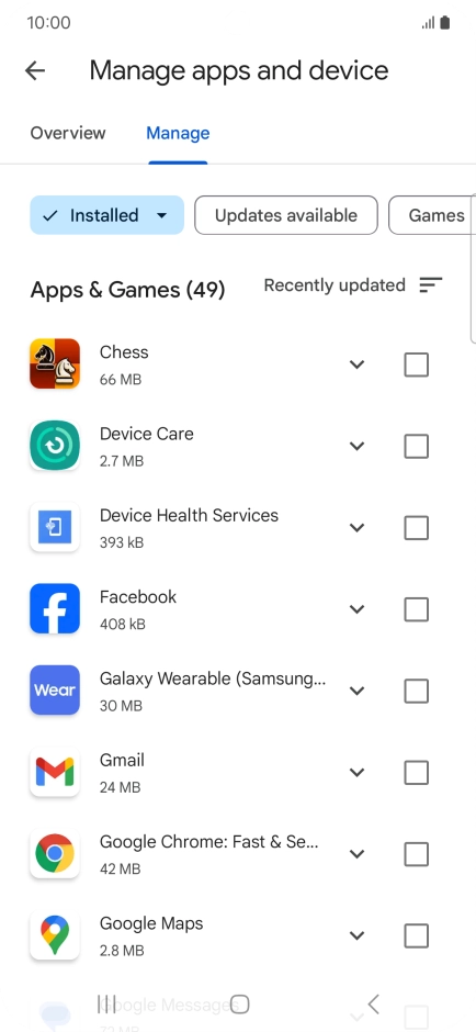 Press the required app.