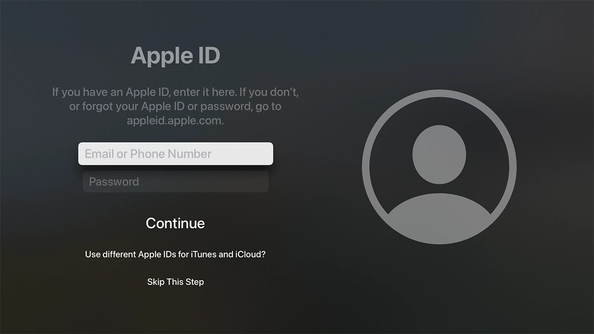 Follow the instructions on the screen if you don't want to activate your Apple ID or highlight Email or Phone Number.