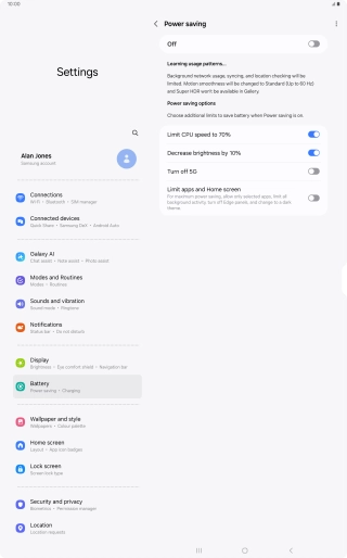 Press the indicators next to the required settings.