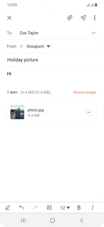 Press the send icon when you've finished your email.