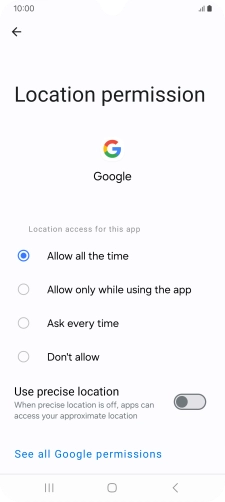 Press the required setting.
