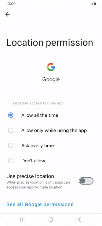 Press the required setting.