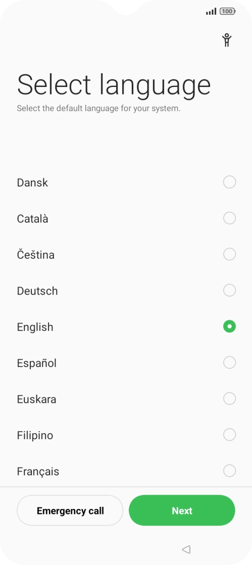 Press the required language.