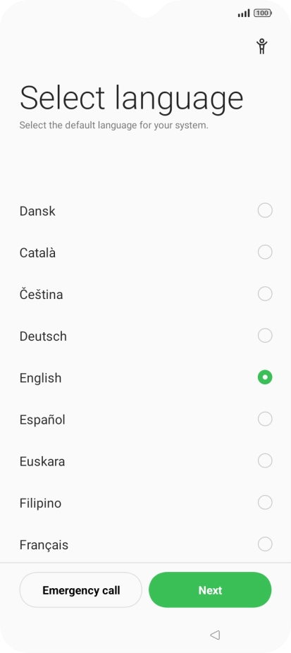 Press the required language.