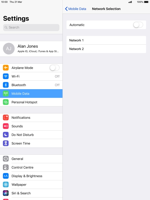 If you turn off the function, press the required network.