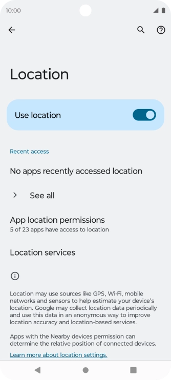 Press App location permissions.