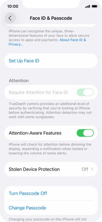 Press Turn Passcode Off and key in the phone lock code.