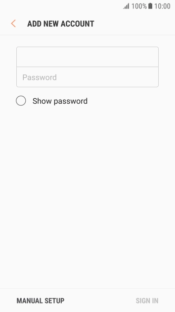 Press Password and key in the password for your email account.
