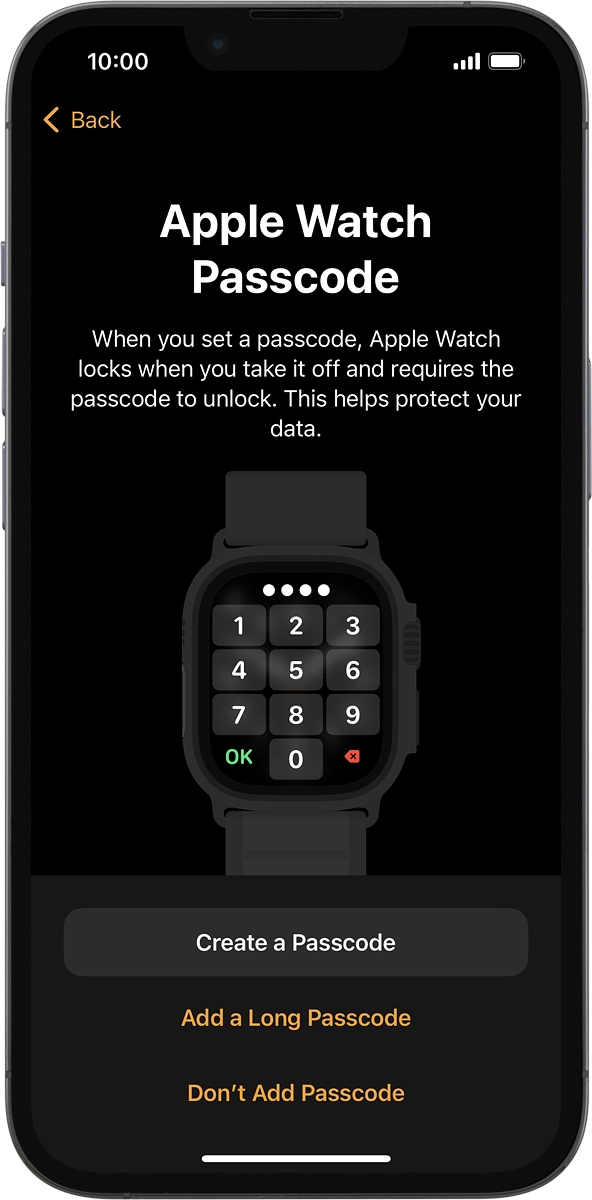 On your phone: Follow the instructions on the screen to turn on use of phone lock code or press Don't Add Passcode.