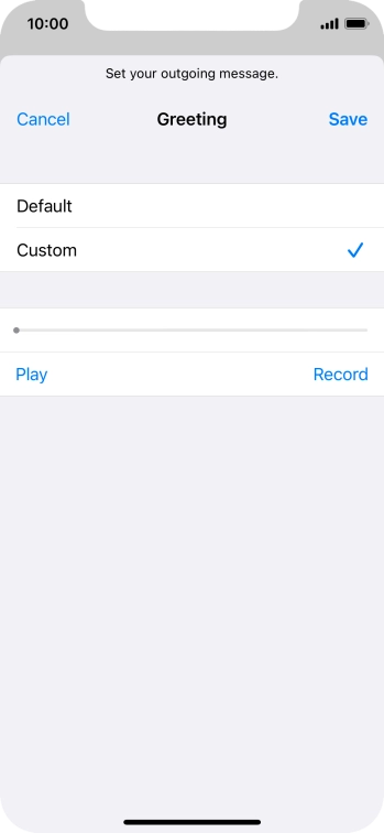 Press Play to play back your greeting.