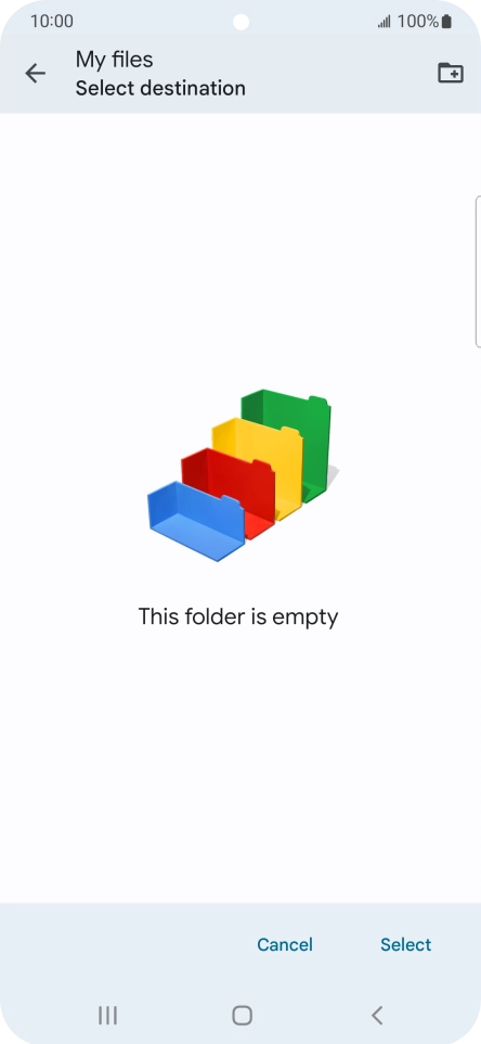 To create a new folder, press the new folder icon and follow the instructions on the screen to create a new folder.