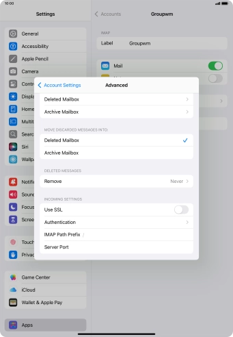 Press the indicator next to 