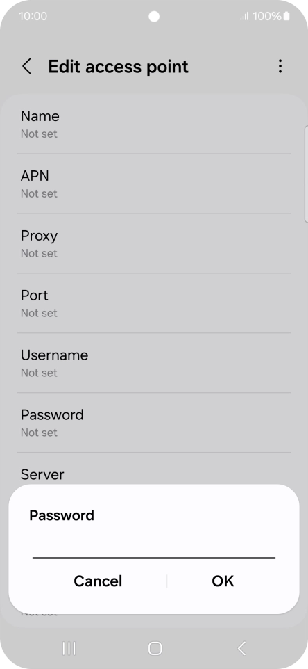 Key in secure and press OK.
