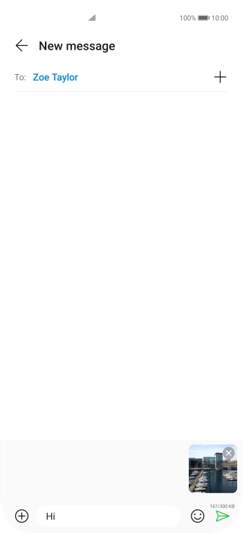 Press the send icon when you've finished your MMS.