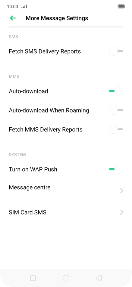 Press Message centre.