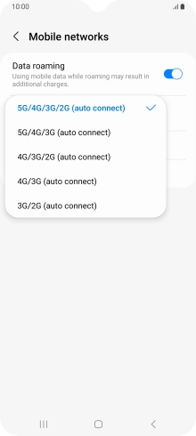 Press the required network mode.