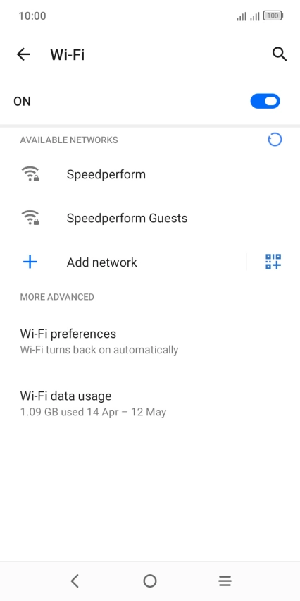 Press the required Wi-Fi network.
