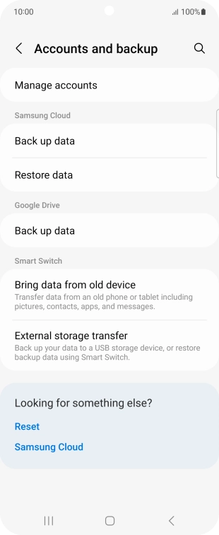 Press Manage accounts.