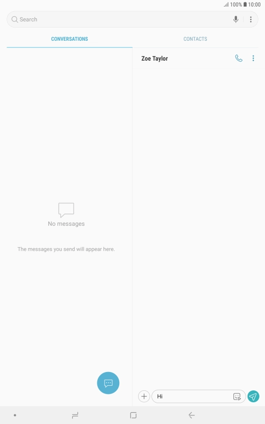 Press the send icon when you've finished your SMS.