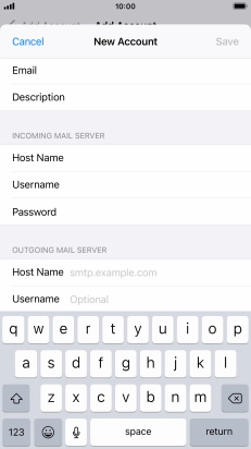 Press Host Name and key in the name of your email provider's outgoing server.