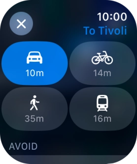 Press the required transport type.