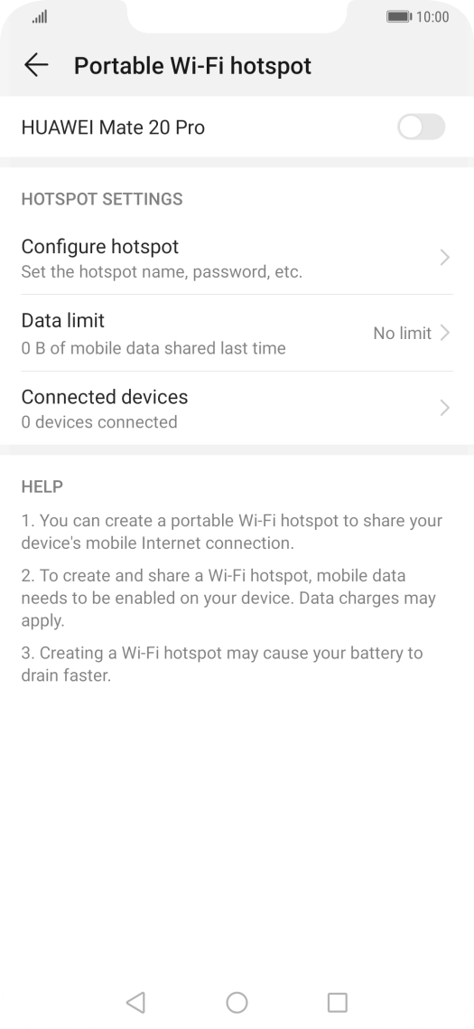 Press Configure hotspot.