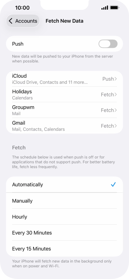 If you turn off the function, press the required setting.